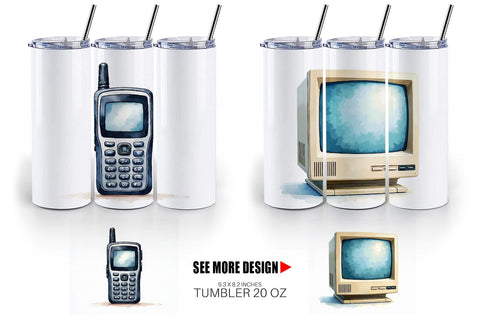 Tumbler 90s Tech Gadgets Sublimation artnoy 