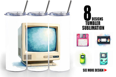 Tumbler 90s Tech Gadgets Sublimation artnoy 