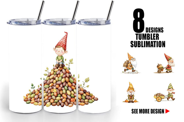 Tumbler Acorn Gnome Delivery Sublimation artnoy 