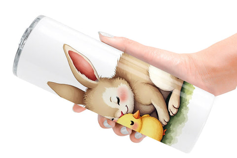 Tumbler Adorable Fluffy Easter Bunnies Watercolor Sublimation artnoy 