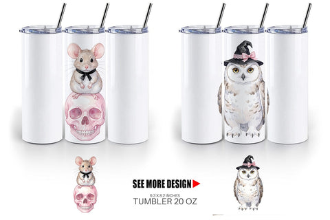 Tumbler Adorable Spooky Coquette Animals Sublimation artnoy 