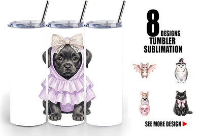 Tumbler Adorable Spooky Coquette Animals Sublimation artnoy 