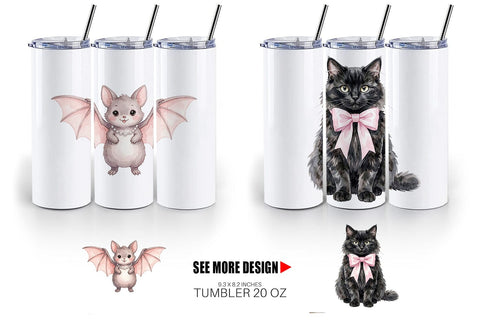 Tumbler Adorable Spooky Coquette Animals Sublimation artnoy 