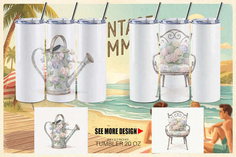 Tumbler Airy Sun-Drenched Garden Watercolor Sublimation artnoy 