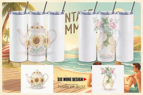 Tumbler Airy Sun-Drenched Garden Watercolor Sublimation artnoy 