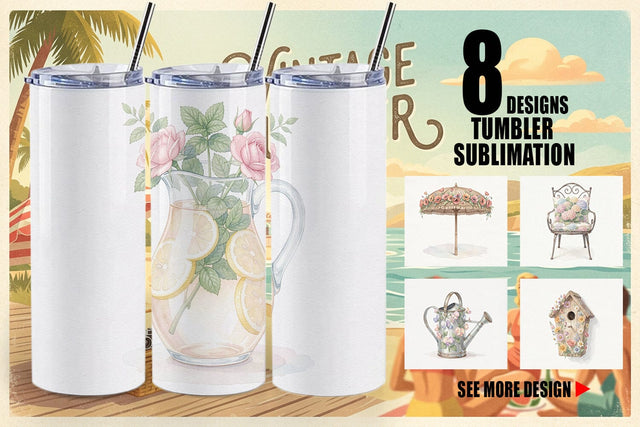 Tumbler Airy Sun-Drenched Garden Watercolor Sublimation artnoy 