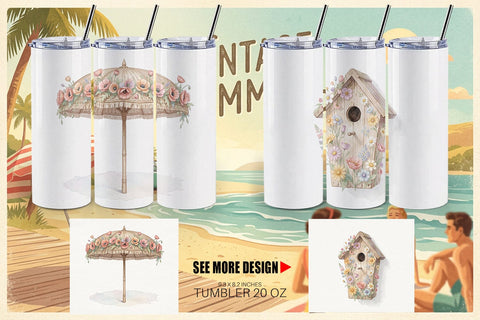 Tumbler Airy Sun-Drenched Garden Watercolor Sublimation artnoy 