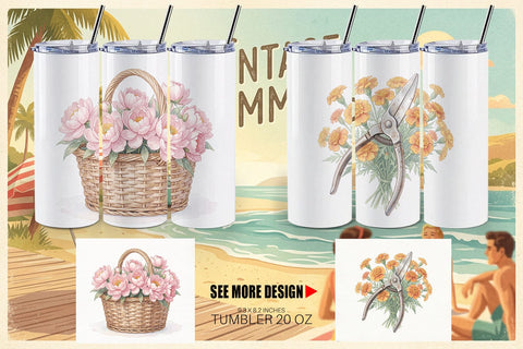 Tumbler Airy Sun-Drenched Garden Watercolor Sublimation artnoy 