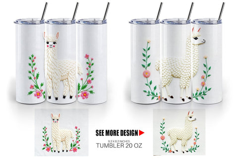 Tumbler Alpaca Embroidery Sublimation artnoy 
