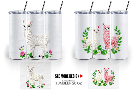 Tumbler Alpaca Embroidery Sublimation artnoy 