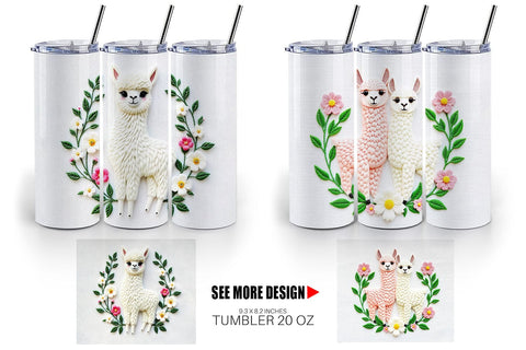 Tumbler Alpaca Embroidery Sublimation artnoy 