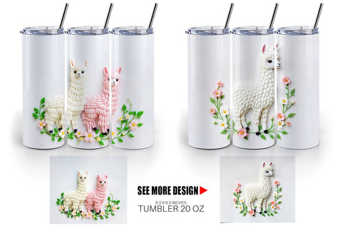 Tumbler Alpaca Embroidery Sublimation artnoy 