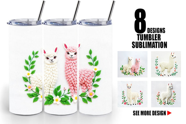 Tumbler Alpaca Embroidery Sublimation artnoy 
