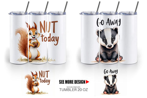 Tumbler Angry Forest Animal Watercolor Art Sublimation artnoy 