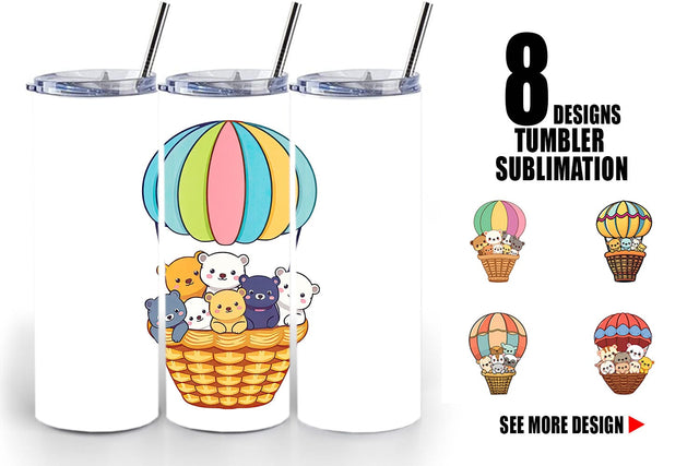 Tumbler Animal Hot Air Balloon Sublimation artnoy 