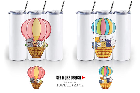 Tumbler Animal Hot Air Balloon Sublimation artnoy 
