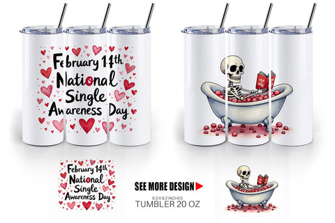 Tumbler Anti-Valentine's Sassy Singles Watercolor Sublimation artnoy 