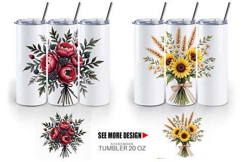 Tumbler Antique Botanical Wedding Bouquets Sublimation artnoy 