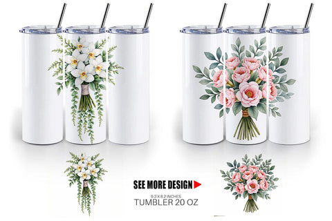 Tumbler Antique Botanical Wedding Bouquets Sublimation artnoy 