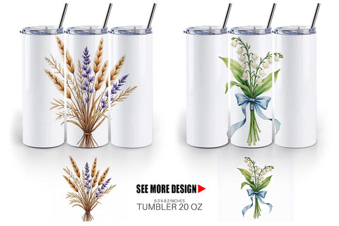 Tumbler Antique Botanical Wedding Bouquets Sublimation artnoy 