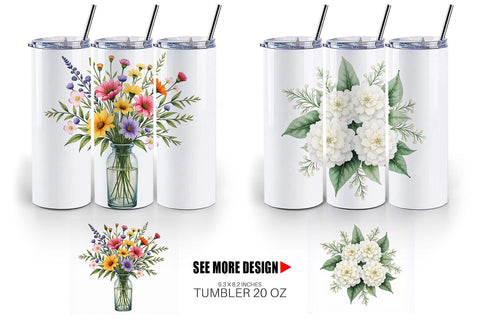 Tumbler Antique Botanical Wedding Bouquets Sublimation artnoy 