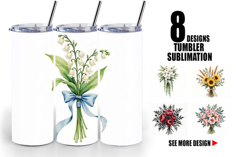 Tumbler Antique Botanical Wedding Bouquets Sublimation artnoy 