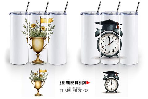 Tumbler Antique Floral Graduation Elements & Scrolls Sublimation artnoy 