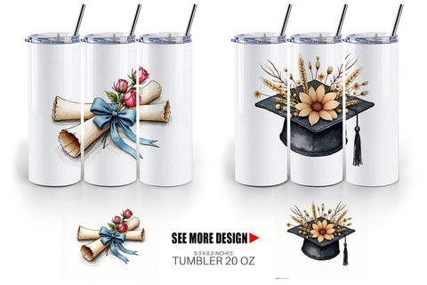 Tumbler Antique Floral Graduation Elements & Scrolls Sublimation artnoy 