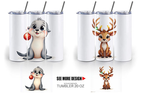 Tumbler Arctic Antics Holiday Vintage Polar Animals Sublimation artnoy 