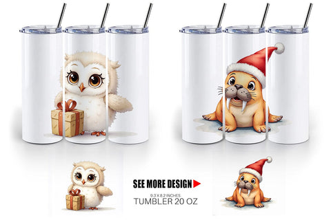 Tumbler Arctic Antics Holiday Vintage Polar Animals Sublimation artnoy 
