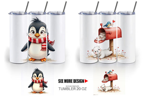 Tumbler Arctic Antics Holiday Vintage Polar Animals Sublimation artnoy 