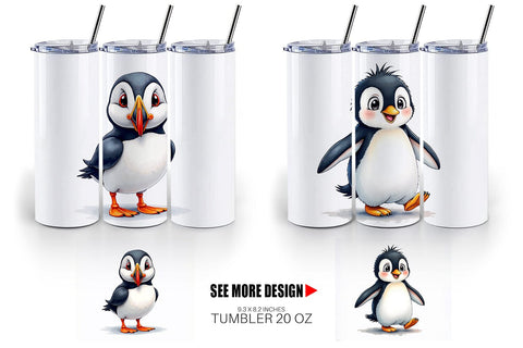 Tumbler Arctic Cuties Watercolor Sublimation artnoy 