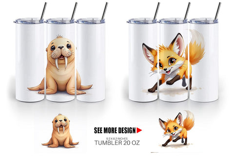 Tumbler Arctic Cuties Watercolor Sublimation artnoy 