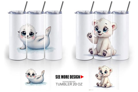 Tumbler Arctic Cuties Watercolor Sublimation artnoy 