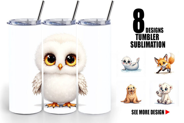 Tumbler Arctic Cuties Watercolor Sublimation artnoy 