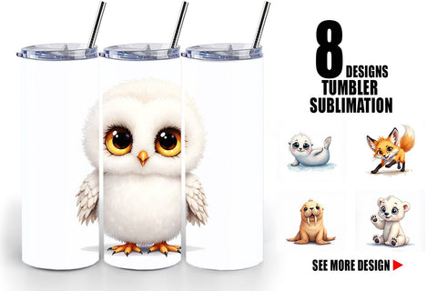 Tumbler Arctic Cuties Watercolor Sublimation artnoy 