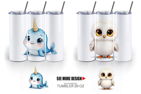 Tumbler Arctic Cuties Watercolor Sublimation artnoy 