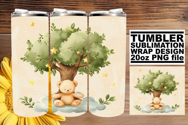 Tumbler Art with Watercolor Nursery Bears - Lovely Colors Sublimation afrosvg 