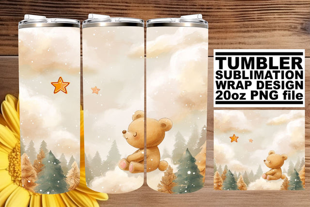 Tumbler Art with Watercolor Nursery Bears - Lovely Sublimation afrosvg 