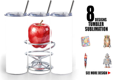 Tumbler Atomic Age School Supplies Watercolor Sublimation artnoy 