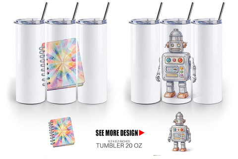 Tumbler Atomic Age School Supplies Watercolor Sublimation artnoy 