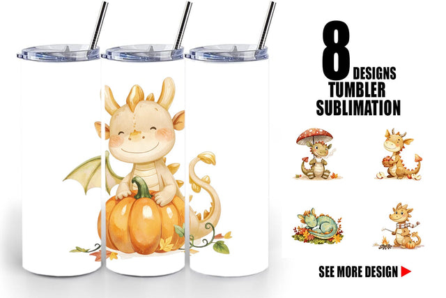 Tumbler Autumn Baby Dragons Sublimation artnoy 
