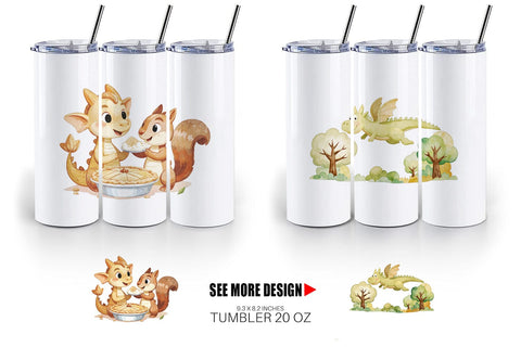 Tumbler Autumn Baby Dragons Sublimation artnoy 