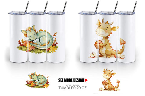 Tumbler Autumn Baby Dragons Sublimation artnoy 