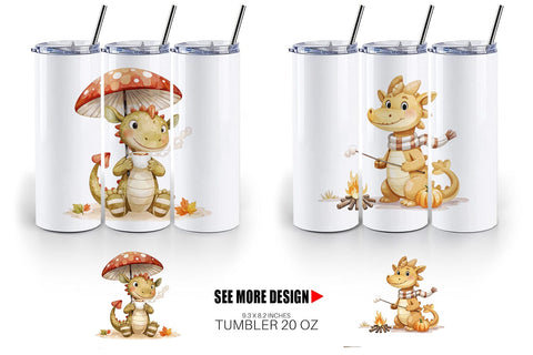 Tumbler Autumn Baby Dragons Sublimation artnoy 