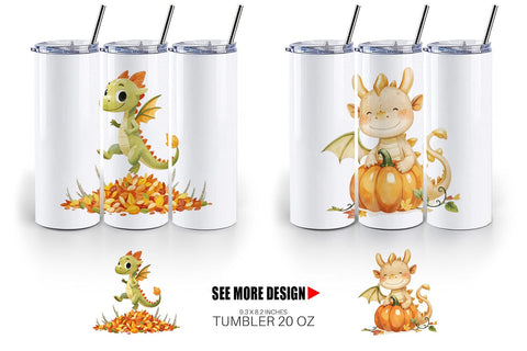 Tumbler Autumn Baby Dragons Sublimation artnoy 