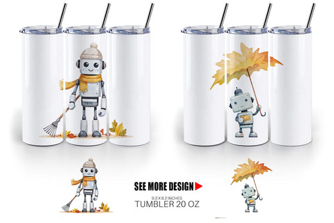 Tumbler Autumn Bot Friends Sublimation artnoy 