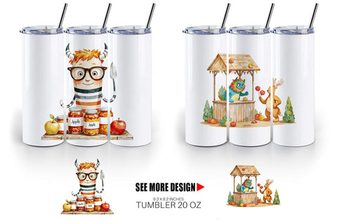 Tumbler Autumn Critter Monsters Sublimation artnoy 