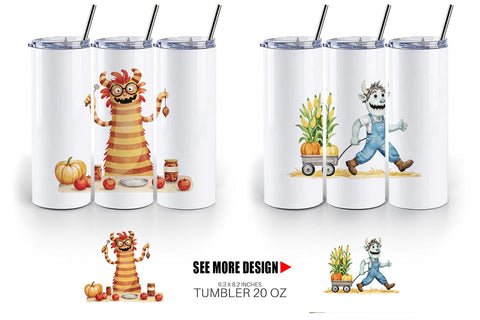 Tumbler Autumn Critter Monsters Sublimation artnoy 