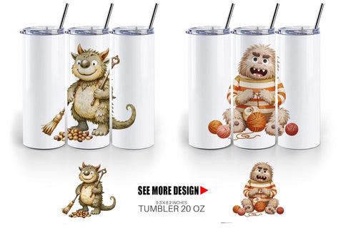 Tumbler Autumn Critter Monsters Sublimation artnoy 